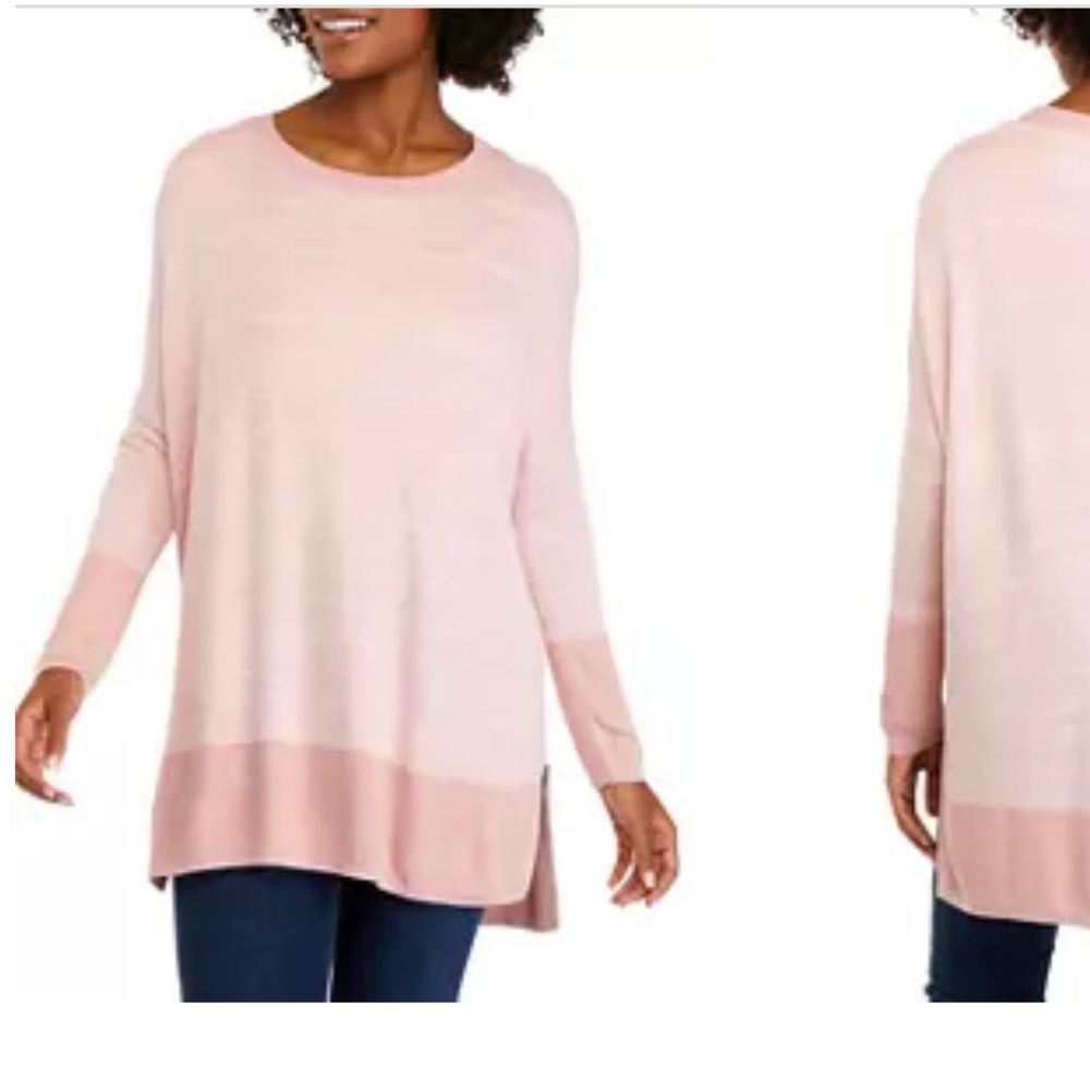 Wonderly Dolman Sleeve Women's Crewneck Tunic Sweater Spice Striped Pink XL